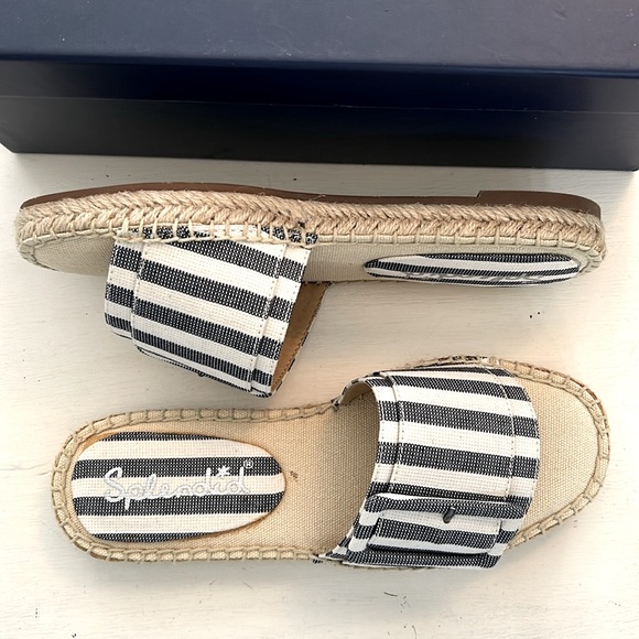 SPLENDID Navy/cream slides/mules/clogs, leather and canvas Size 6 - Picture 2 of 10